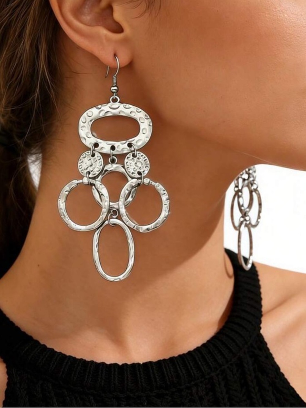 Silver Multi-Loop Dangle Earrings - Women Jewelry